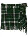 Burberry Check Wool And Cashmere Scarf Skirt In Green