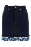 Burberry Heavyweight Denim Ekd Patch Mini Skirt In Indigoblue