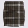 Burberry Button-embellished Checked Wool-twill Mini Skirt In Gray