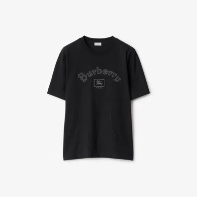 Burberry Gothic Logo Cotton T-shirt In Black