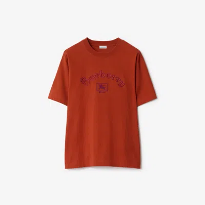 Burberry Gothic Logo Cotton T-shirt In Orange
