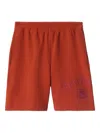 Burberry Gothic Logo Embroidered Shorts In Orange