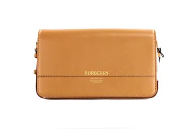 Burberry Grace Small Nutmeg Smooth Leather Flap Crossbody Clutch Handbag Women's Purse