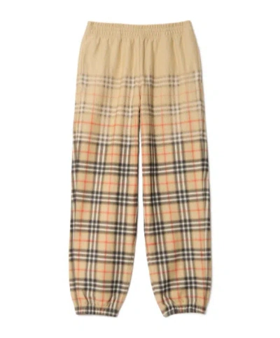 Burberry Gradient Check Cotton Jogging Pants In Neutral