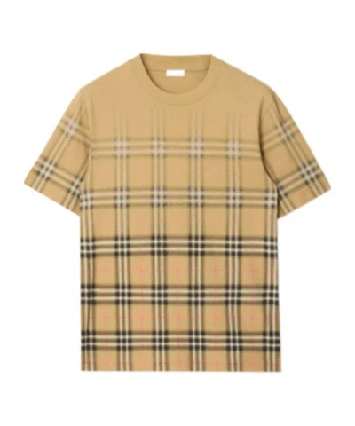 BURBERRY BURBERRY GRADIENT CHECK CREWNECK T-SHIRT