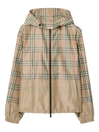 Burberry Gradient Check Hooded Lightweight Jacket In Multi