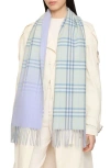 Burberry Gradient Check Jacquard Double Face Cashmere Fringe Scarf In Blue