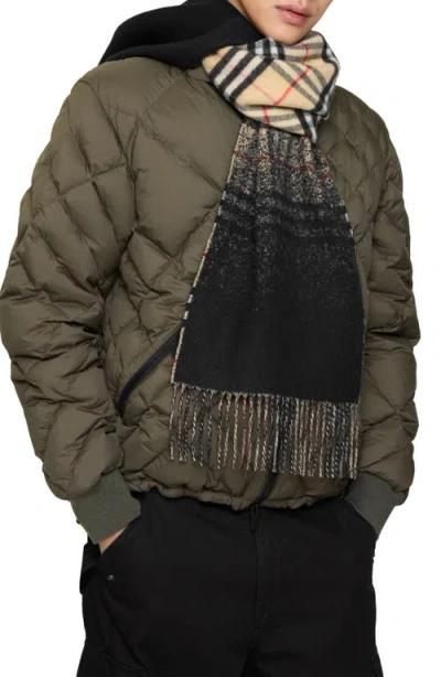 Burberry Gradient Check Jacquard Double Face Cashmere Fringe Scarf In Multi
