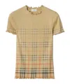Burberry Womens Sand Ip Check Gradient-check Stretch-cotton Top In Multi