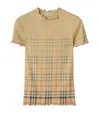 Burberry Womens Sand Ip Check Gradient-check Stretch-cotton Top In Brown