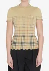 Burberry Womens Sand Ip Check Gradient-check Stretch-cotton Top In Yellow
