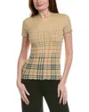 Burberry Womens Sand Ip Check Gradient-check Stretch-cotton Top In Neutral