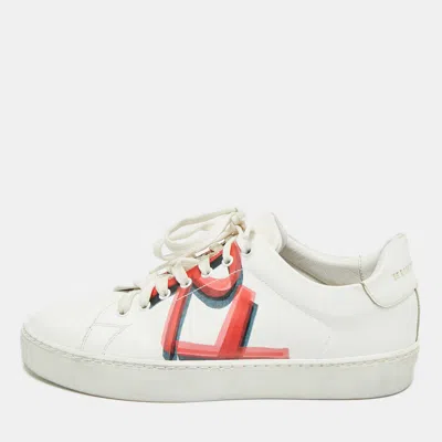 Pre-owned Burberry Graffiti Size 36.5 White Leather Lace Up Sneakers