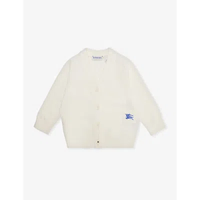 Burberry Babies'  Ivory Graham Logo-embroidered Wool Knitted Cardigan 6-24 Months