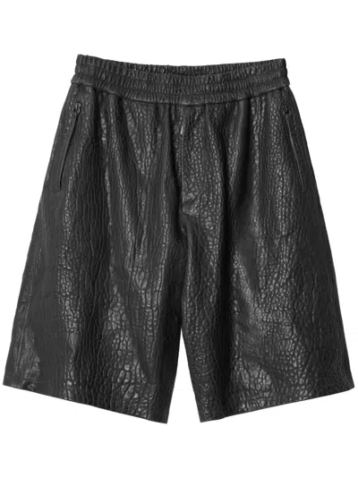 Burberry Grained-effect Leather Shorts In Blue