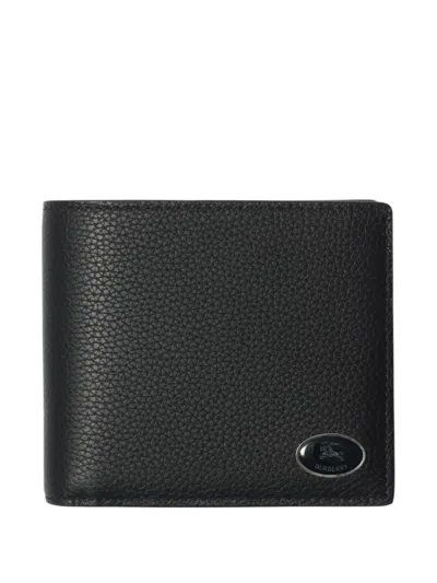 Burberry Grained Leather Bifold Wallet In Black