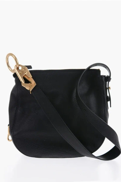 Burberry Grained Leather Knight Bag With Lobster Clasp In Black