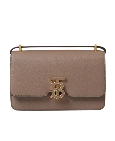 Burberry Grainy Leather Mini Tb Bag In Brown