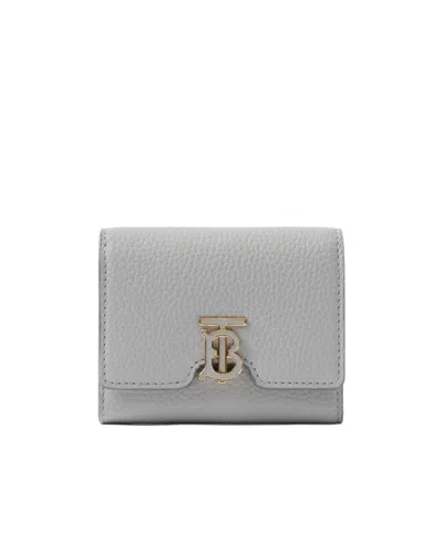 Burberry Grainy Leather Wallet In Gray