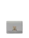 Burberry Grainy Leather Tb Compact Wallet In Silver