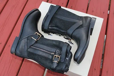 Pre-owned Burberry Grantville Black 1 Leather 7.5us $895