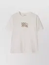 Burberry Ribbed Cotton T-shirt With Equestrian Motif And Logo Patch In White