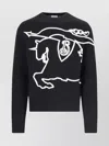 Burberry Black Crewneck Sweater With Maxi Ekd Logo On The Front In Cotton Blend In Black