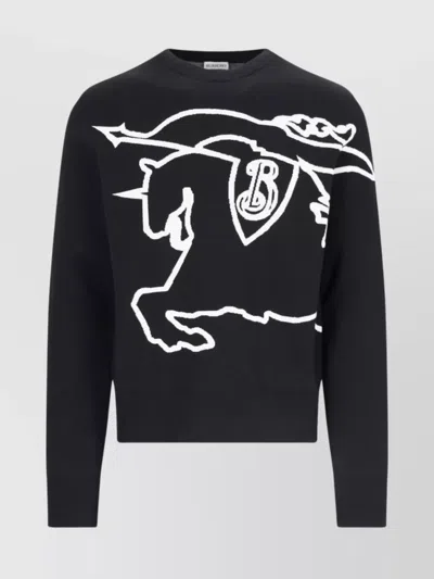 BURBERRY GRAPHIC CREWNECK SWEATER RIBBED FINISH