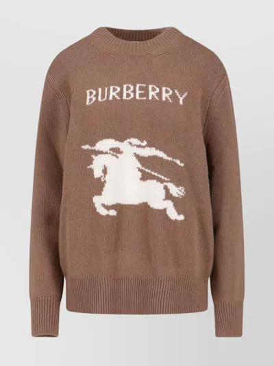 Burberry Graphic Long Sleeve Crew Neck Knitwear In Brown