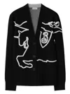Burberry Equestrian Knight Cotton-blend Cardigan In Black