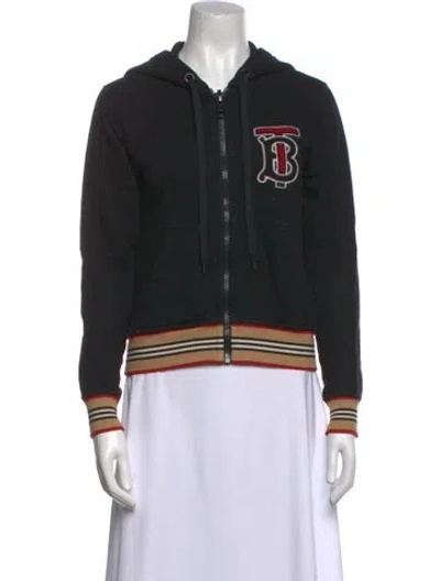 Pre-owned Burberry Graphic Print Bomber Jacket In Black