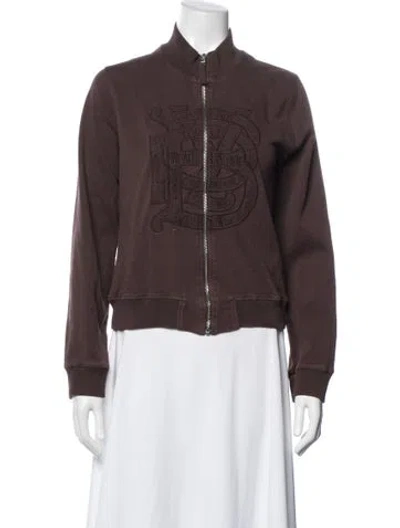 Pre-owned Burberry Graphic Print Bomber Jacket In Brown