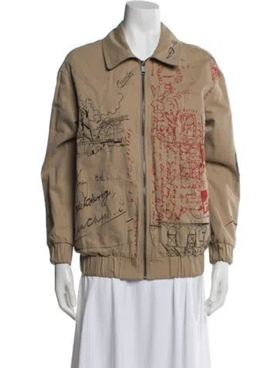 Pre-owned Burberry Graphic Print Bomber Jacket In Neutral