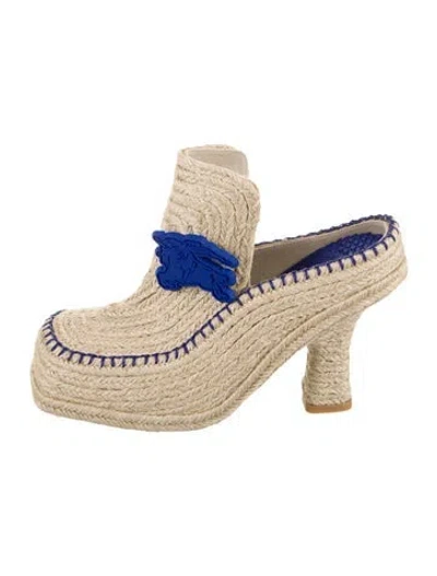 Pre-owned Burberry Graphic Print Braided Accents Mules In Neutral