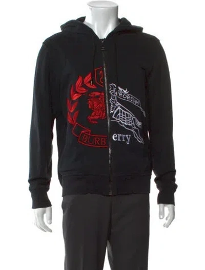 Pre-owned Burberry Graphic Print Crew Neck Cardigan In Black