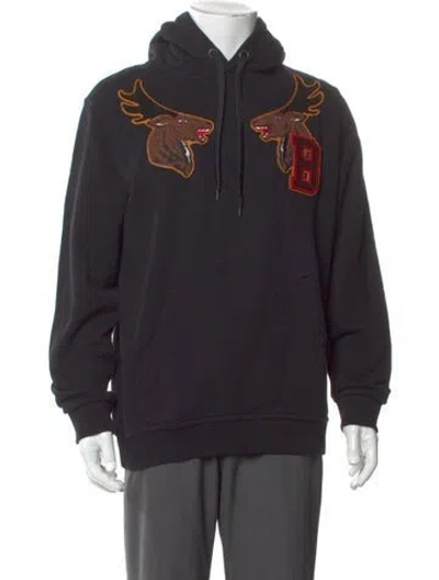 Pre-owned Burberry Graphic Print Crew Neck Hoodie In Black