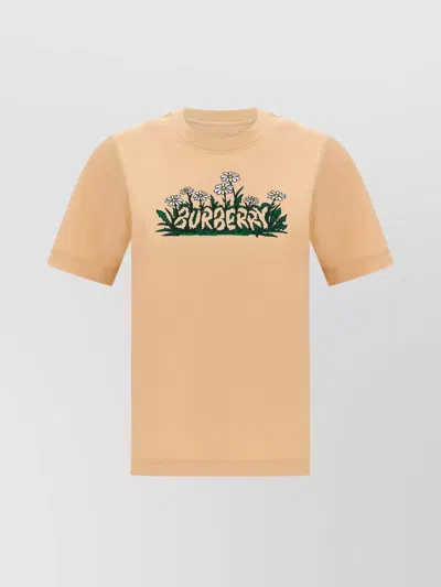 Burberry Graphic Print Crew Neck Short Sleeve Top In Neutral