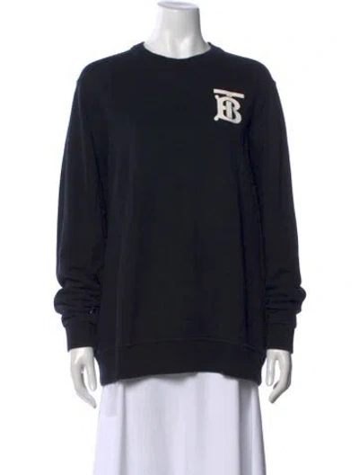 Pre-owned Burberry Graphic Print Crew Neck Sweater In Black