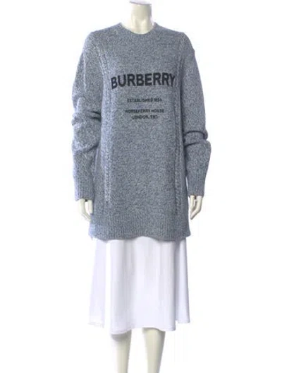 Pre-owned Burberry Graphic Print Crew Neck Sweater In Blue