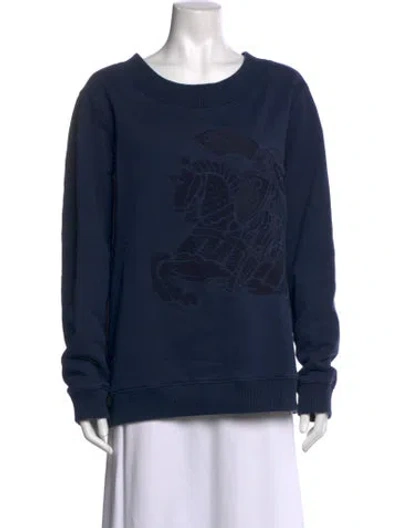 Pre-owned Burberry Graphic Print Crew Neck Sweater In Blue