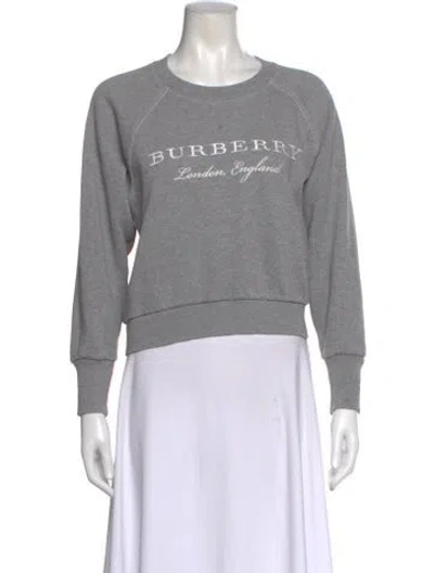 Pre-owned Burberry Graphic Print Crew Neck Sweater In Gray