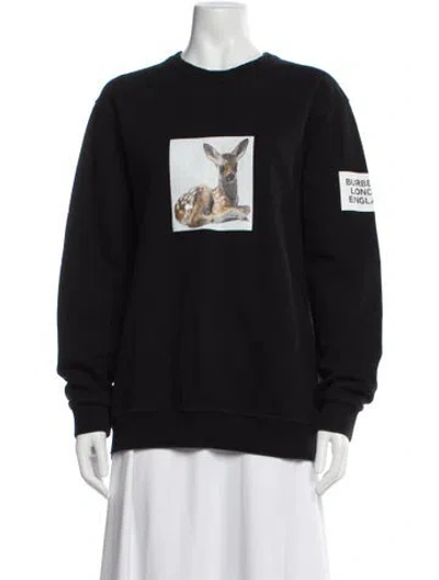 Pre-owned Burberry Graphic Print Crew Neck Sweatshirt In Black