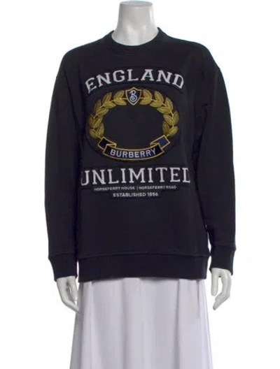 Pre-owned Burberry Graphic Print Crew Neck Sweatshirt In Black