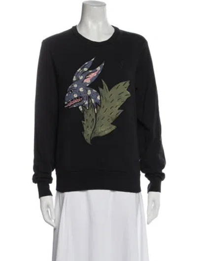 Pre-owned Burberry Graphic Print Crew Neck Sweatshirt In Black