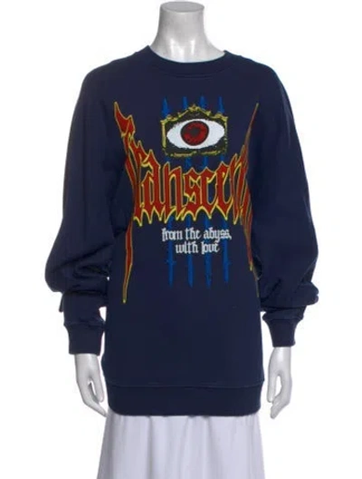 Pre-owned Burberry Graphic Print Crew Neck Sweatshirt In Blue