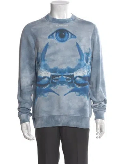 Pre-owned Burberry Graphic Print Crew Neck Sweatshirt In Blue