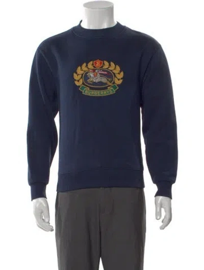Pre-owned Burberry Graphic Print Crew Neck Sweatshirt In Blue