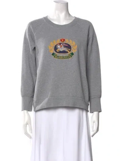 Pre-owned Burberry Graphic Print Crew Neck Sweatshirt In Gray