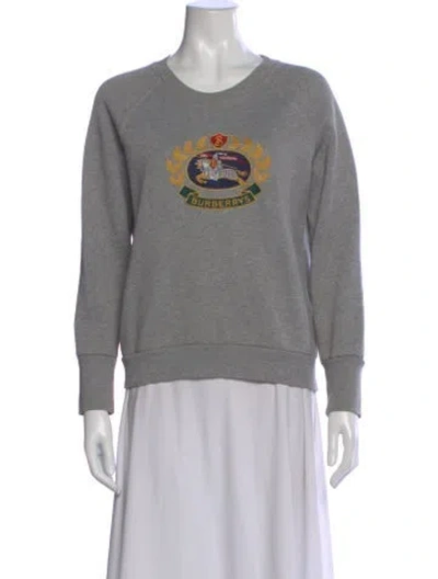 Pre-owned Burberry Graphic Print Crew Neck Sweatshirt In Gray