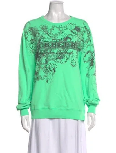 Pre-owned Burberry Graphic Print Crew Neck Sweatshirt In Green